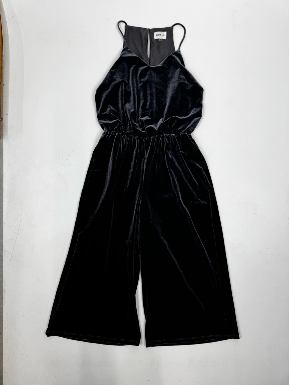 Sugarlips Blue Velvet Wide-Leg Jumpsuit Size XS